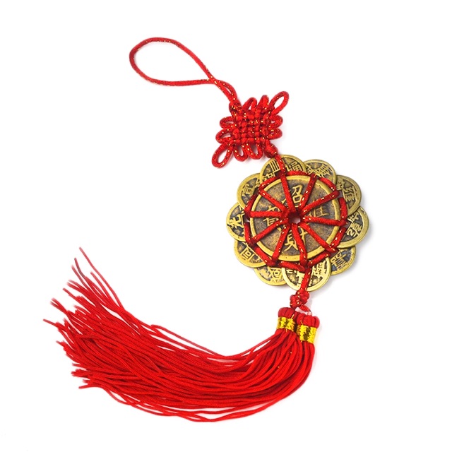 Chuỗi Đồng Xu Mai Hoa Thập Toàn Chất Đồng THật treo xe, treo bàn làm việc, treo quầy thu ngân, thuật phong thủy