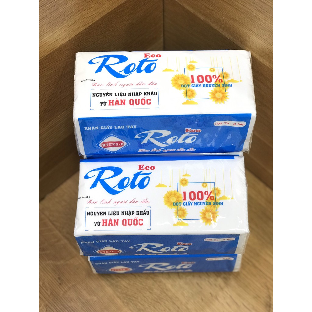 Khăn giấy rút lau tay đa năng Roto Eco gói 102 tờ x 2 lớp