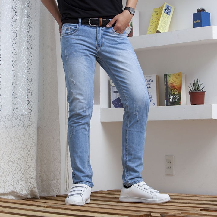 Quần jean nam TS153 ống suông (Xanh nhạt)