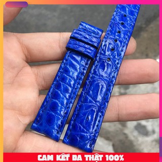 Dây đồng hồ da cá sấu xanh coban