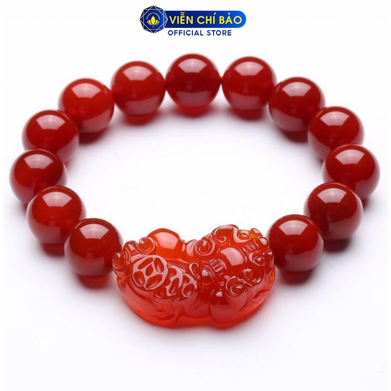 Vòng tay đá phong thủy Tỳ Hưu dây vải đỏ chất liệu đá tự nhiên thời trang nữ phụ kiện trang sức Viễn Chí Bảo V000