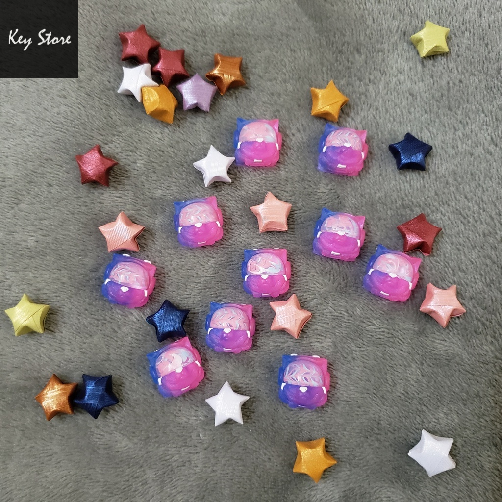 Nút bàn phím cơ artisan keycap sirius màu xanh hồng có xuyên led