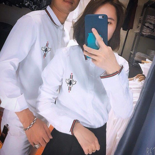 [XẢ KHO KHỦNG] áo sơ mi nam trắng dài tay viền cổ, viền tay thêu ông ngực