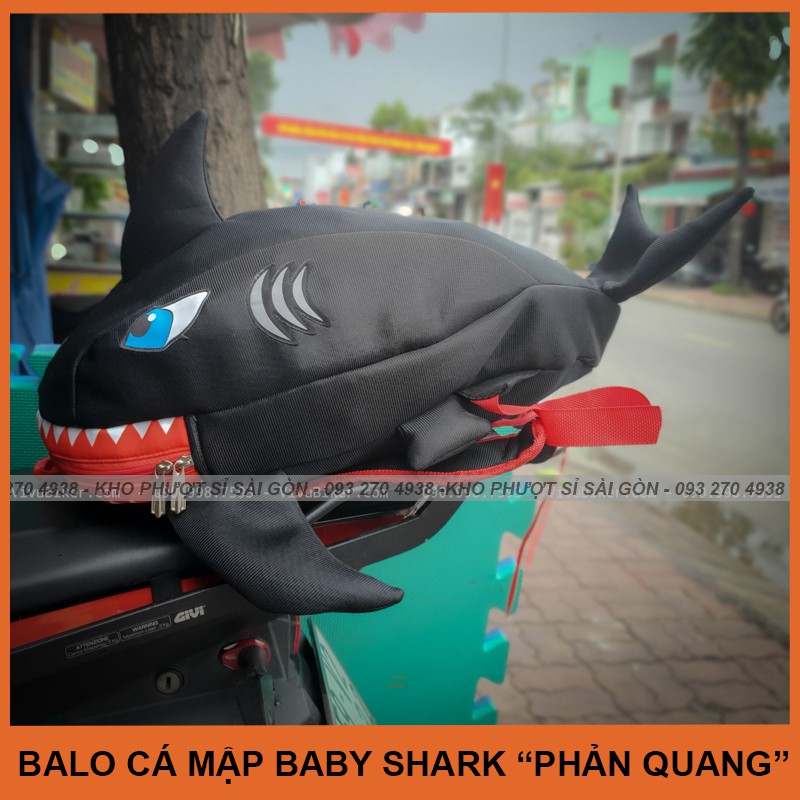 [GIÁ SỈ] Balo cá mập phản quang đựng nón bảo hiểm siêu cá tính - Balo cặp xách cá mập Babe Shark 3D phẩn quang