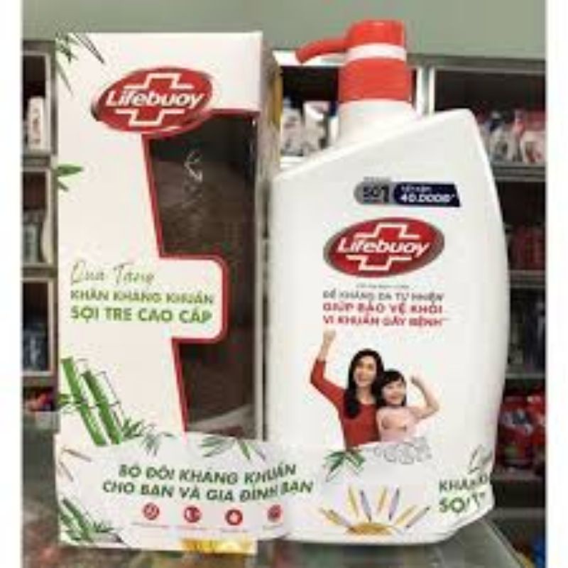 Sữa Tắm Lifebuoy Bảo vệ vượt chội 850g Tặng Khăn Tắm cao cấp