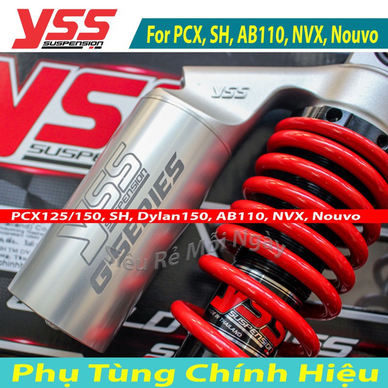 Phuộc YSS Bình Dầu PCX, SH Ý, AB110, NVX, Nouvo, Dylan G Series Đen Đỏ Thái Lan