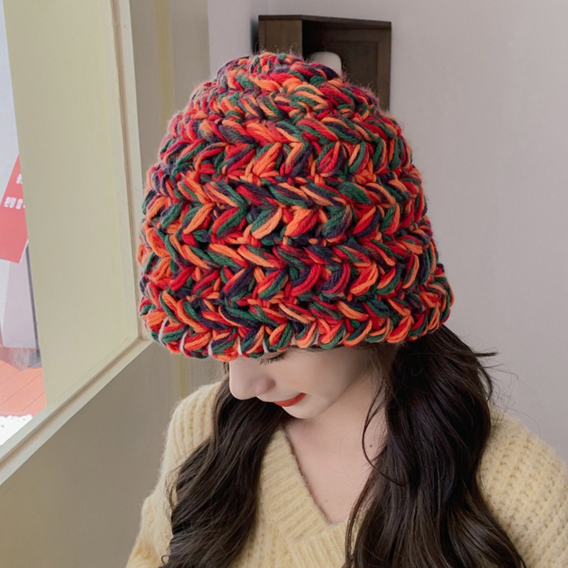 Mũ Len Dệt Kim Họa Tiết Kẻ Sọc Nhiều Màu Sắc Dày Dặn Ấm Áp Dễ Phối Đồ Thời Trang Giáng Sinh / Năm Mới