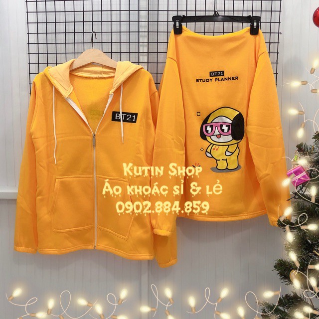 Áo khoác nỉ ngoại form rộng dây kéo BT21 siêu dễ thương có ảnh thật | BigBuy360 - bigbuy360.vn