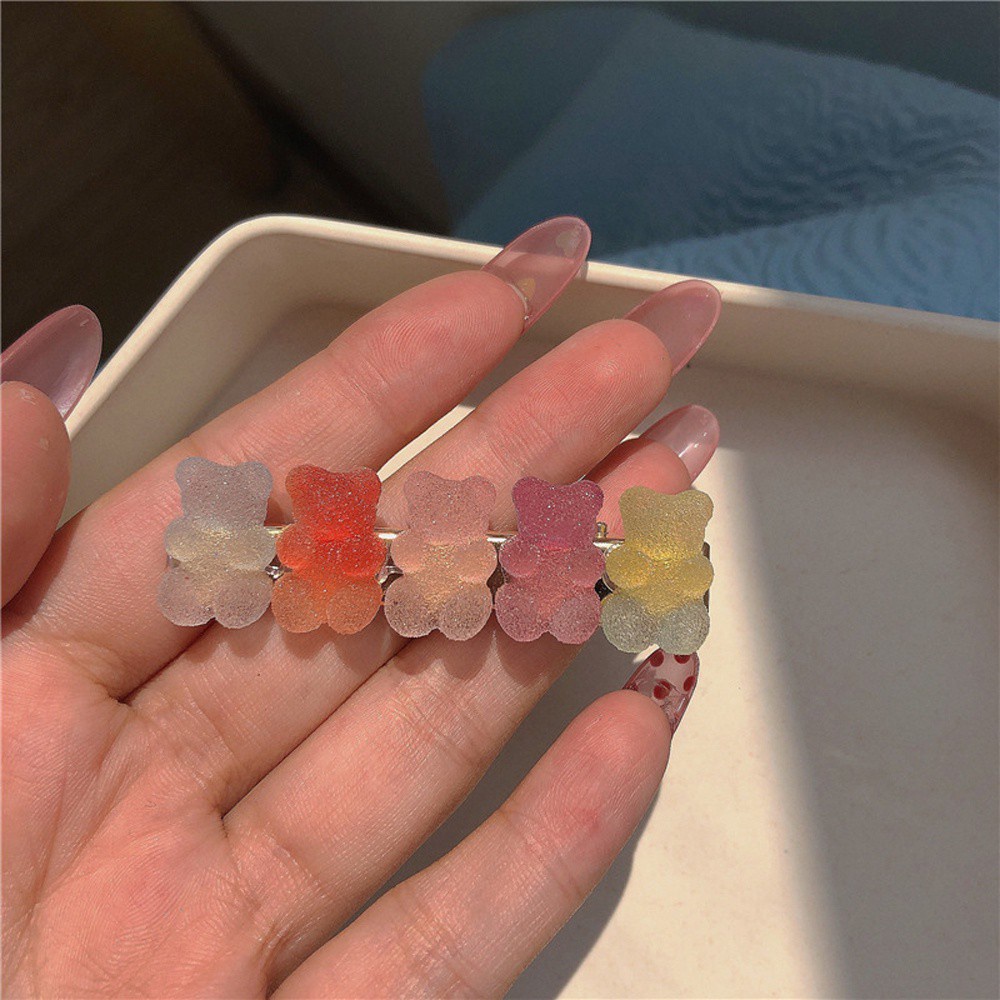 Kẹp Tóc Mỏ Vịt Màu Kẹo Hình Gấu Dễ Thương Phong Cách Hàn Quốc Cho Nữ