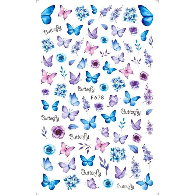 Miếng Dán Trang Trí Móng Tay Hình Hoa Hồng Và Bướm Màu Sắc Retro