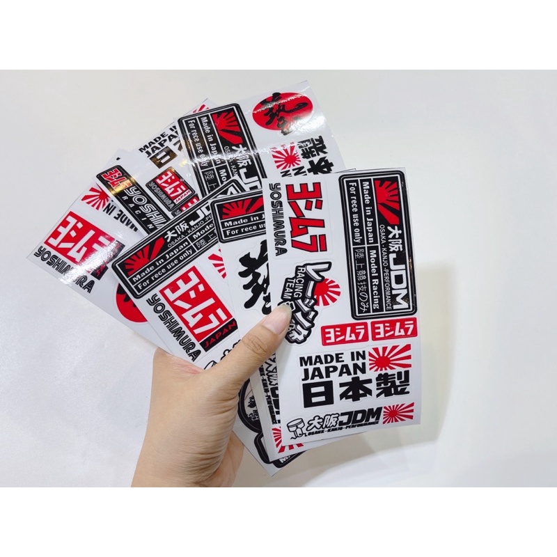 Tem dán chữ POC JDM Japan siêu đẹp, có sẵn keo dán trang trú xe máy oto laptop…