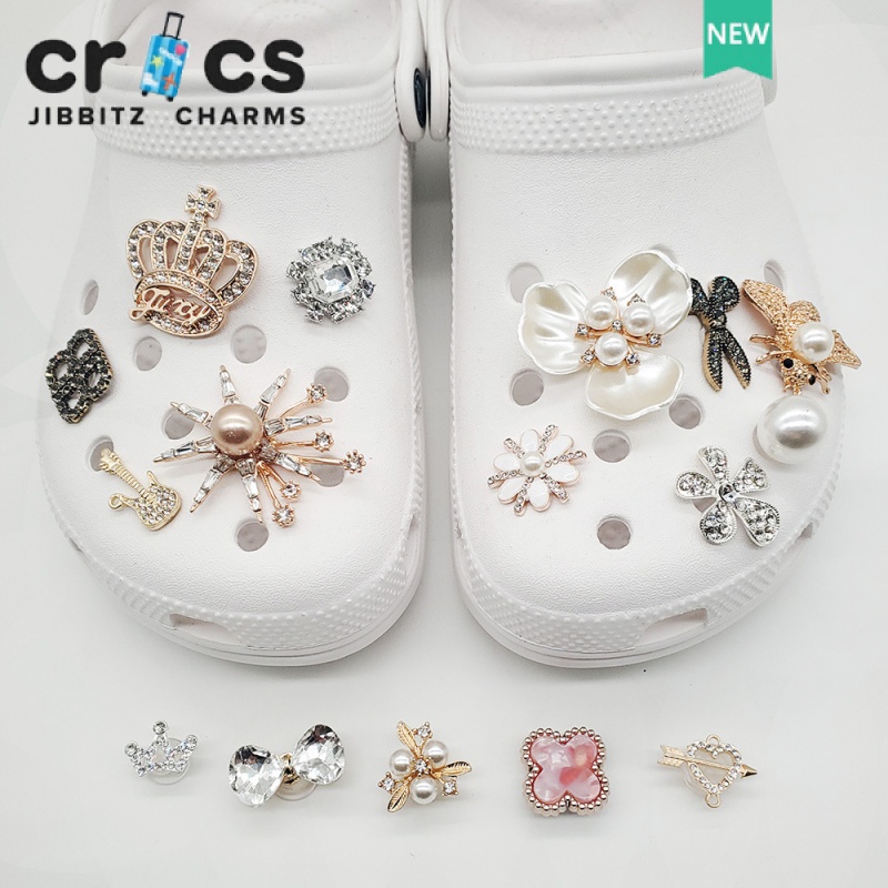 Phụ Kiện Hạt Ngọc Trai Kim Loại Gắn Trang Trí Cho crocs