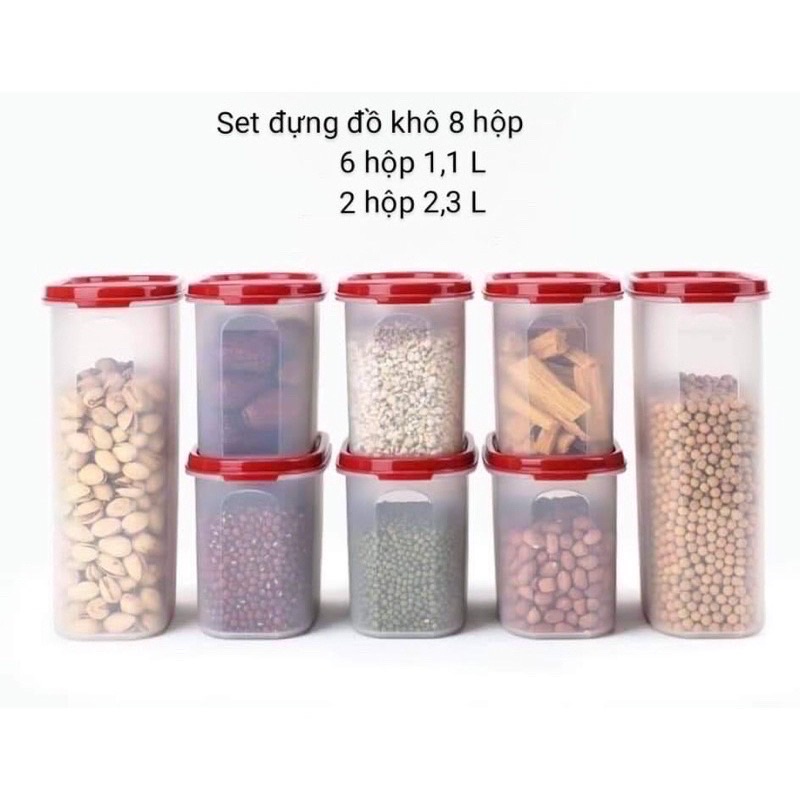 SET 8 HỘP TUPPERWARE ĐỰNG ĐỒ KHÔ