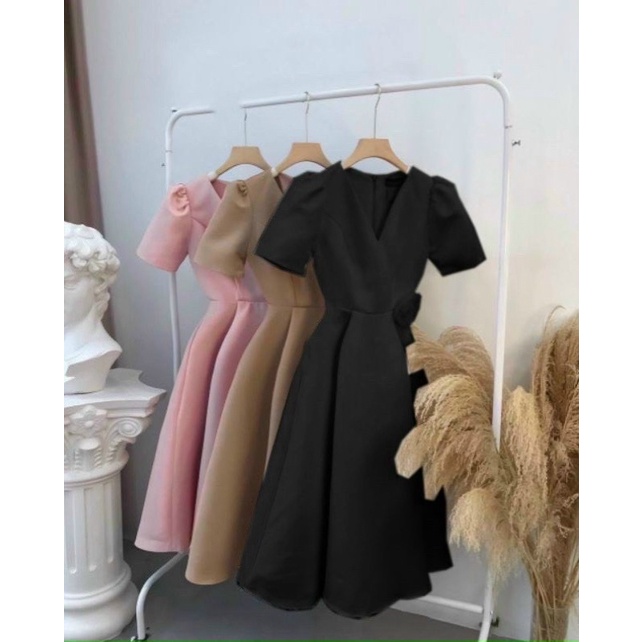 Đầm Dự Tiệc Cổ V Tay Phòng Bigsize 50kg Đến 100kg (M/L/XL/XXL)(Đầm Tết)