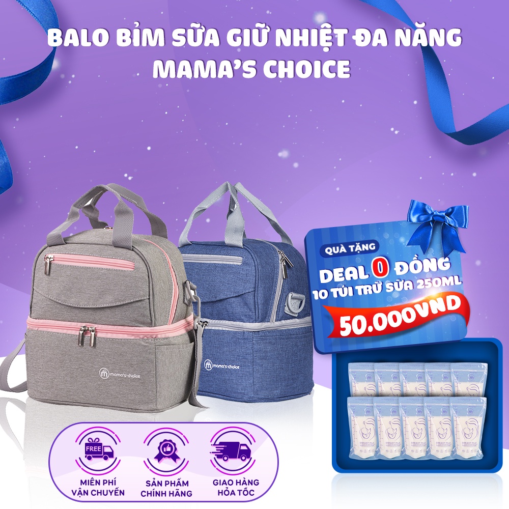 Balo bỉm sữa giữ nhiệt Mama’s Choice 4in1 | Giữ nhiệt bình sữa | Đựng đồ cho mẹ và bé | Chất Liệu Cao Cấp và Thời Trang