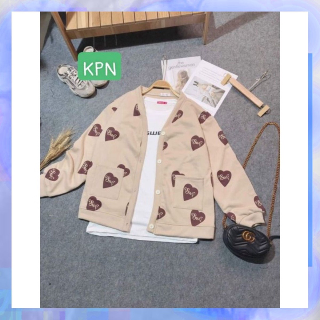 Khoác cadigan nỉ in Tim cực đẹp.hangtotgiare98