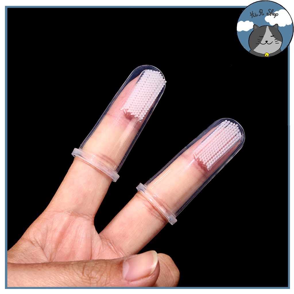 Bàn Chải Đánh Răng Silicone Mềm Gắn Ngón Tay Cho Thú Cưng