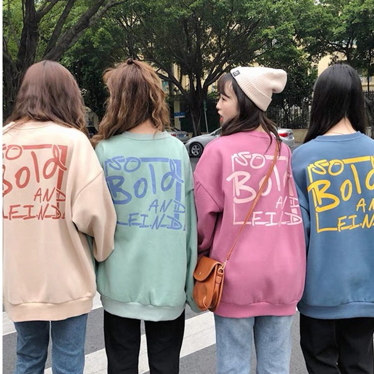 [Áo sweater nữ] áo sweater SuzaHouse form rộng unisex nỉ bông mặc nhà đi chơi màu xanh thời trang ulzzang Hàn Quốc