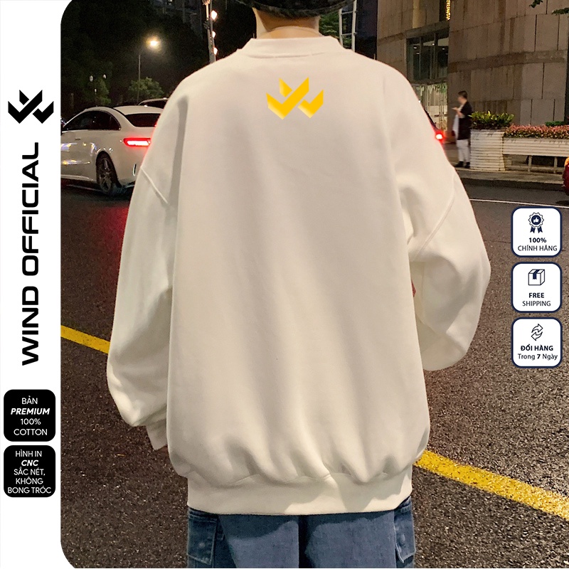 Áo sweater form rộng WIND unisex Rolling oversize tay dài thời trang nam nữ ulzzang