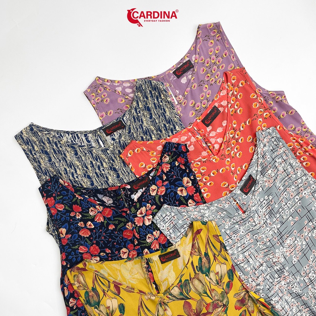 Đầm Nữ 𝐂𝐀𝐑𝐃𝐈𝐍𝐀 Sát Nách Chất Lanh Tre Cao Cấp Kiểu Dáng Baby Doll Lệch Tầng Họa Tiết Hoa 2V05 | BigBuy360 - bigbuy360.vn