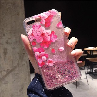 Pink Peach Blossom Quicksand Glitter Phone Case OPPO A37 A33 A57 F1S A71 A77 F5 A83 A7 F7 F9 F11 Cover