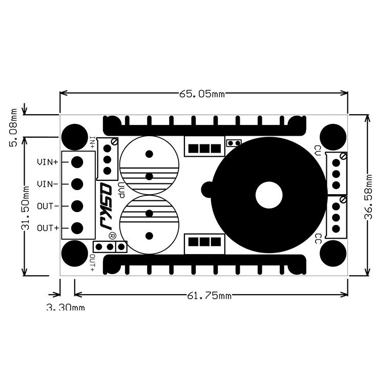 Bộ ổn áp điện áp 80W  tăng áp Buck liên tục Dòng điện áp không đổi Mô-đun sạc 10-35 đến 1-35V