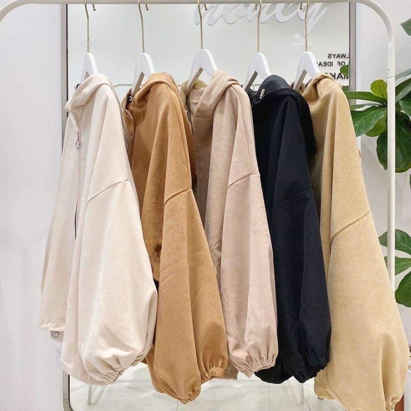 Áo Khoác RoundLock Tay Bồng Nữ [FREESHIP] 🌸 Jacket nhung tăm khóa tròn form rộng bigsize màu ĐEN | BE Ulzzang HOT 🌸 | BigBuy360 - bigbuy360.vn