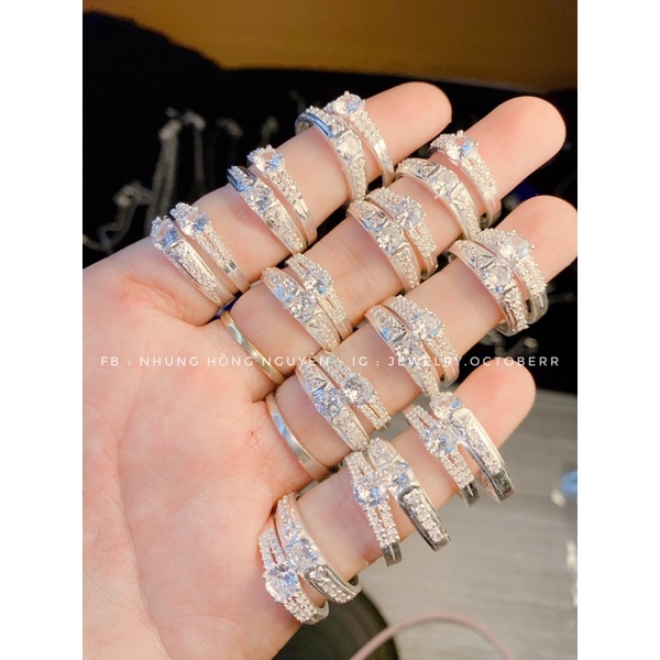 Nhẫn đôi bạc ta nguyên chất MS676