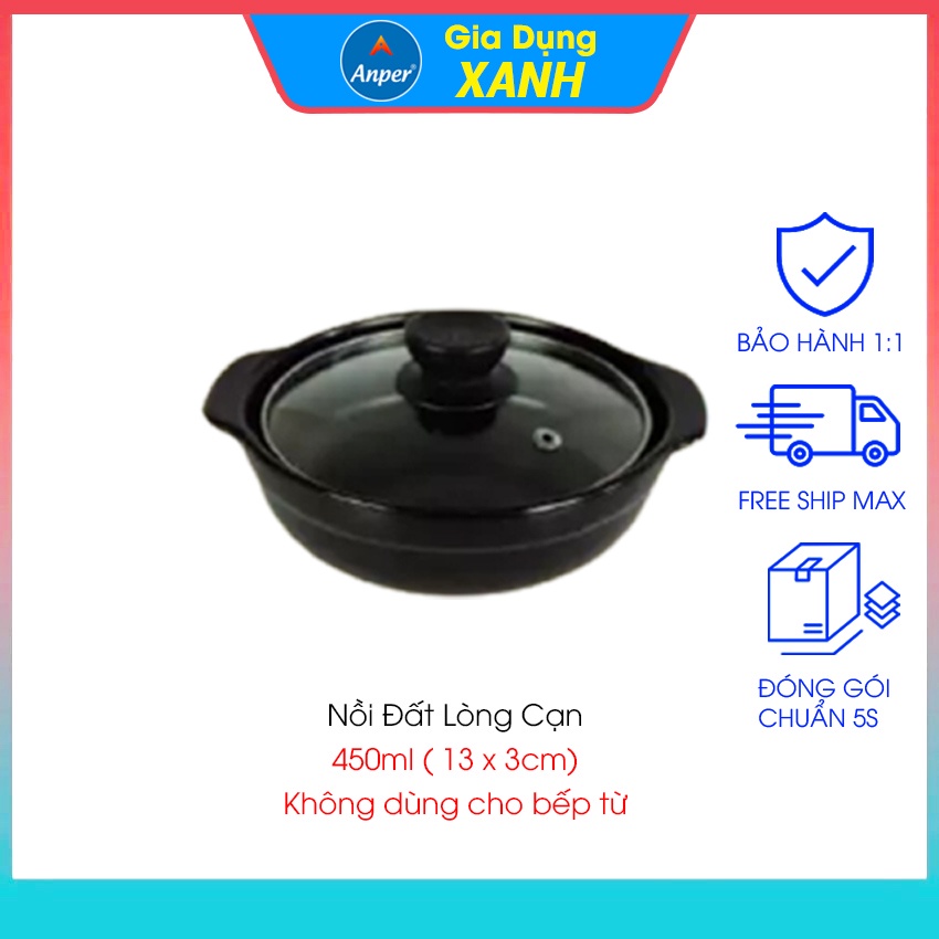 Nồi đất Loại 1 ANPER  5 6 7 8 9&quot;  inch ( ko bếp từ ) kho thịt cá   nấu mì cay  kho quẹt kiểu hàn quốc