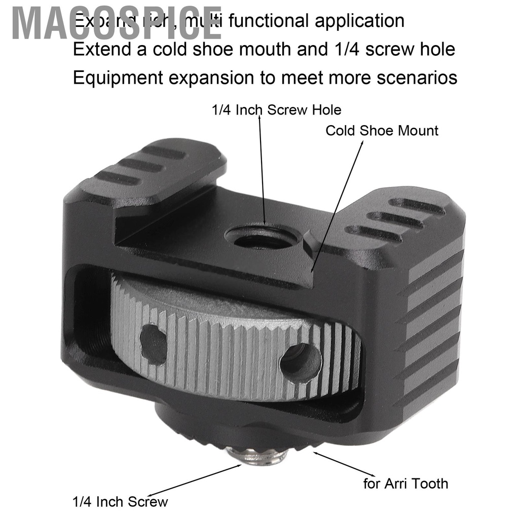Macospice Cold Shoe Extension Bracket Mount with 1/4 Inch Screw Hole Arri Tooth