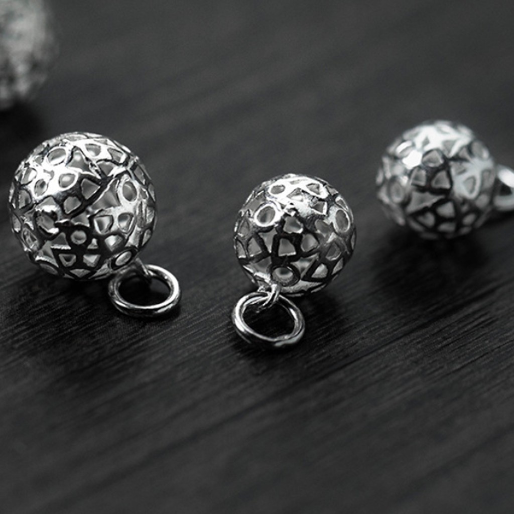 Charm bạc chuông bong bóng mặt treo