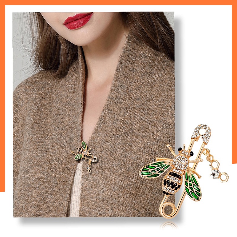 Ghim Cài Áo Hình Con Ong Đính Đá Sang Trọng Cho Nữ