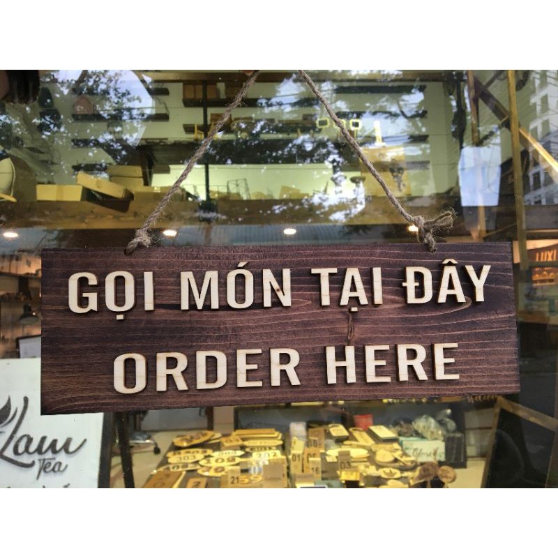 Bảng gỗ treo dán chữ "order here" 1 mặt - Xưởng LUXI decor
