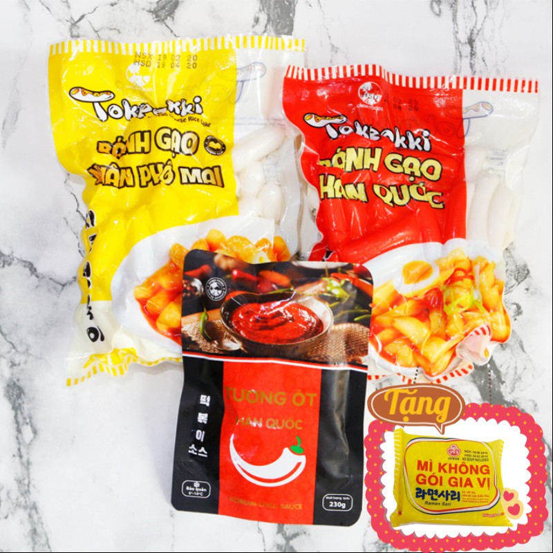 [TẶNG MÌ HQ] Combo Bánh Gạo Hàn Quốc Tokbokki nhân Phô Mai