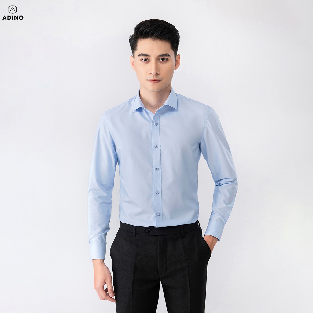 Áo sơ mi nam dài tay ADINO 6 màu vải sợi sồi modal dáng slimfit trẻ trung S300-S306 | BigBuy360 - bigbuy360.vn