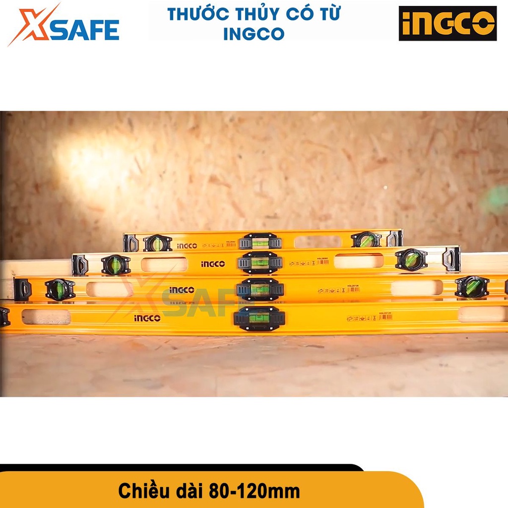Thước thủy có từ Ingco HSL28080 bằng nhôm dài 80cm, dày 2.0mm, từ tính, đo độ nghiêng, góc nghiêng - chính hãng