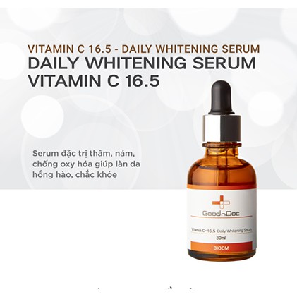 Serum Dưỡng Trắng Sáng Da, Giảm Thâm Nám Sạm Da, Chống Lão Hóa GoodnDoc Vitamin C 16.5 Daily Whitening