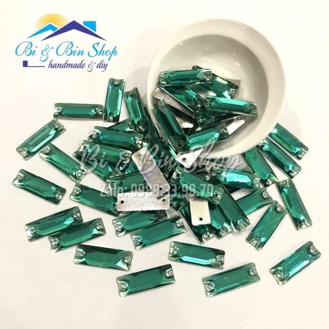 20 Viên Đá Kiếng Chữ Nhật 9x26mm Đính Kết Trang Phục Thời Trang, Làm Phụ Kiện Handmade