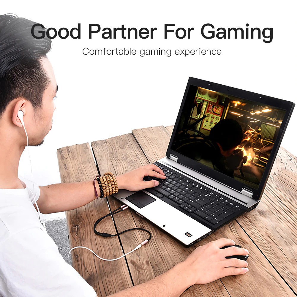 Dây chia âm thanh chữ Y đầu cắm 3.5mm cho máy tính tiện dụng