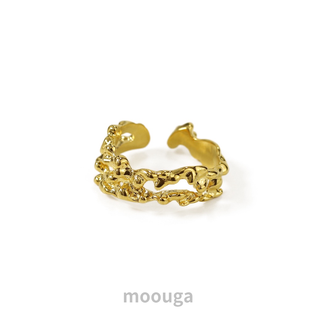 Nhẫn Moouga / Mạ Vàng 18K Dạng Hở Thiết Kế Độc Đáo Phong Cách Retro