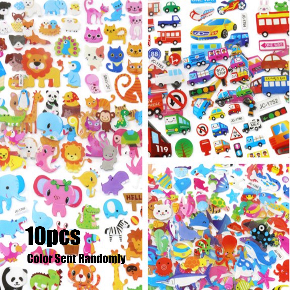 10 tấm hình dán hoạt hình 3D trang trí sổ lưu niệm