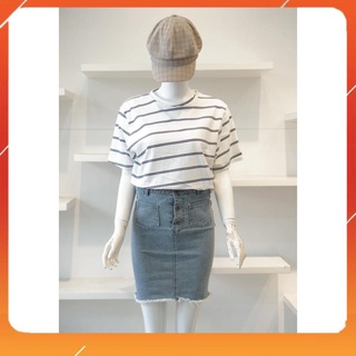 Áo thun sọc cotton 144 trắng đen to