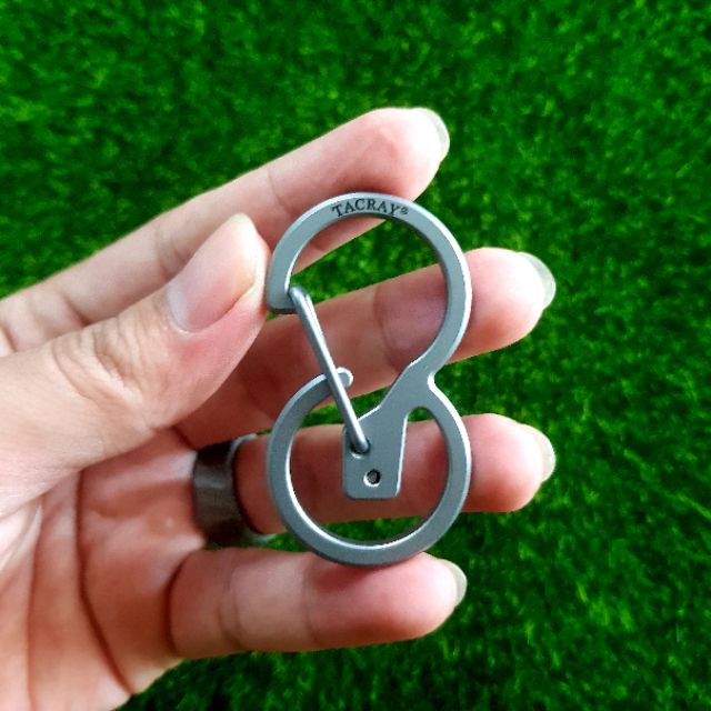 Móc khóa titan Tacray 2 đầu tròn cơ chế tháo ring nhanh