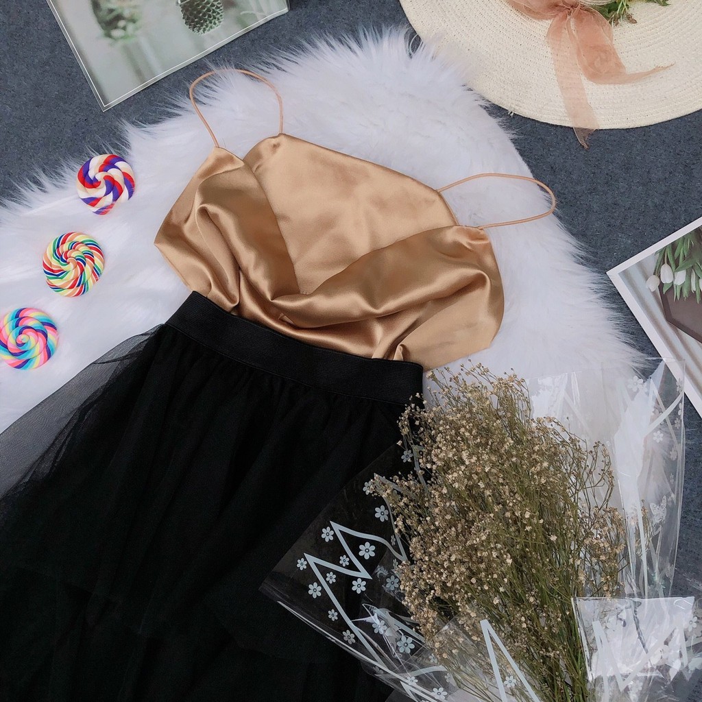 Set áo cổ đổ và váy tầng dài xinh U0407 hình chụp thật