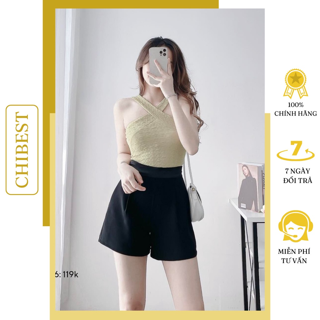 Áo body thun nữ phối dây chéo cổ sat nách nhiều màu CHIBETS LAB56