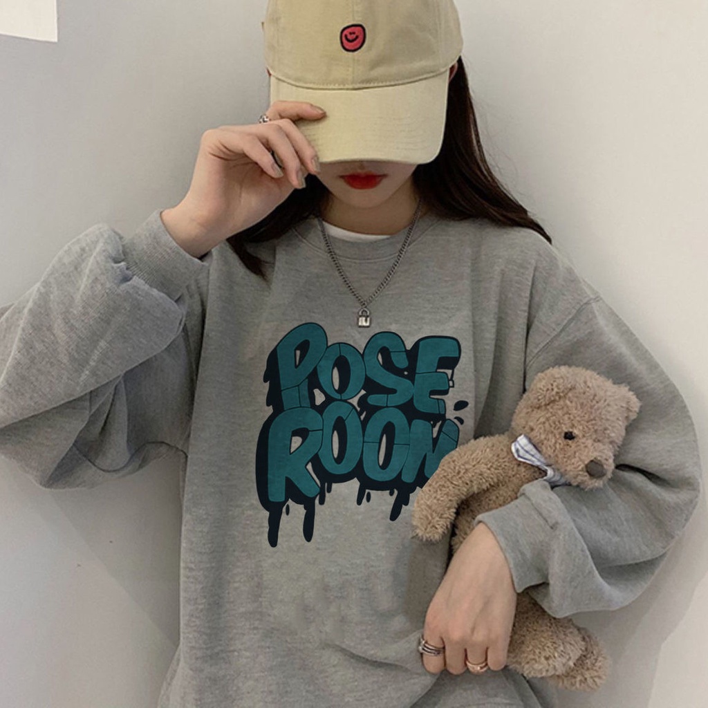 Áo Sweater Cotton Mỏng Cổ Tròn Dáng Rộng Màu Đen Thời Trang Hàn Quốc 2022 Cho Nữ