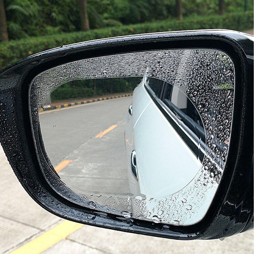 Bộ 2 Miếng Dán Kính Chiếu Hậu Xe Hơi Chống Nước Mưa Dáng Tròn/Vuông/Oval Trong Suốt
