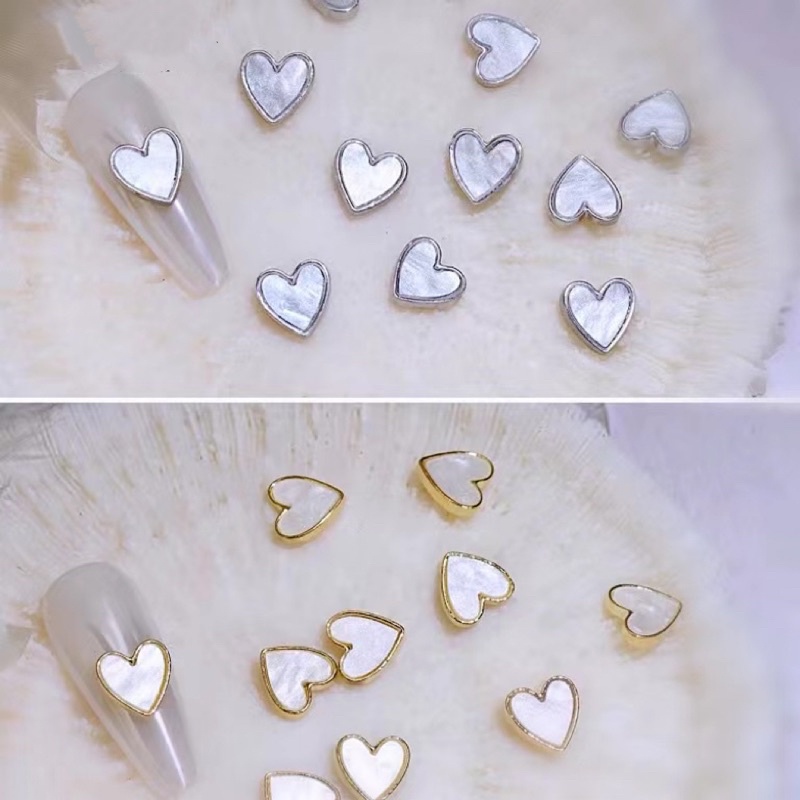 Phụ kiện charm tim gắn móng tay nail