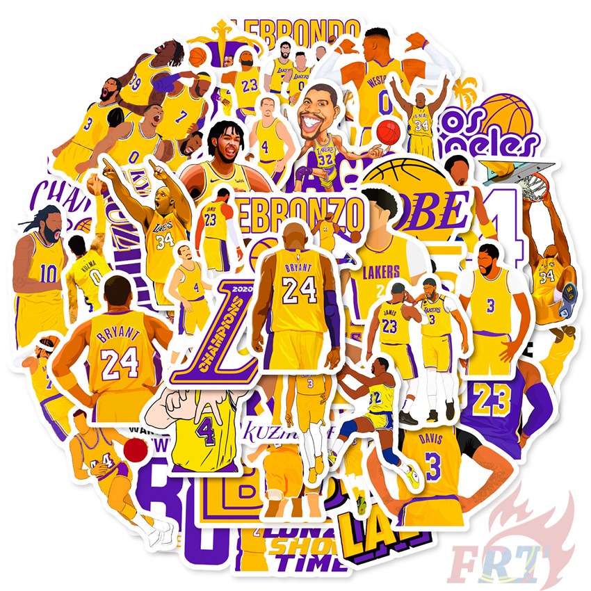 ❉ Miếng Dán Hình Los Angeles Lakers - NBA Teams Series 02 ❉ Bộ 50 Miếng Dán Chống Thấm Nước Hình Bóng Rổ Thời Trang
