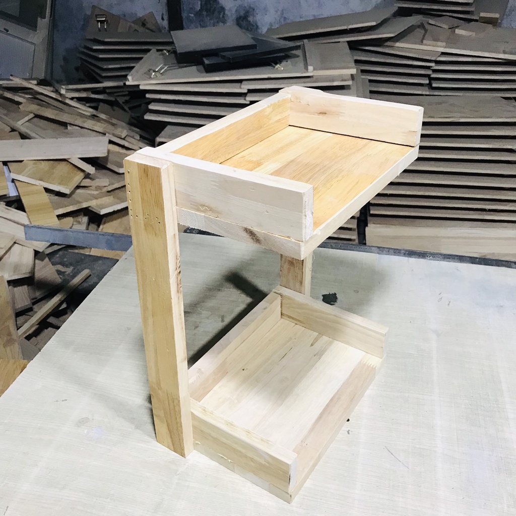 Kệ gia vị nhà bếp bằng gỗ đa năng Kệ để đồ gia vị 2 tầng kích thước 20x30 cao 40cm